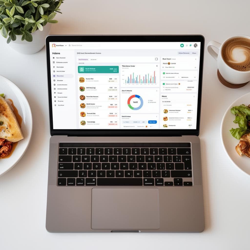 RestroHub dashboard preview on a laptop